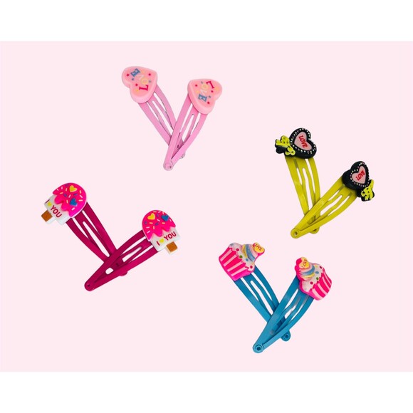 Cute Clay Hair Snap Clip Sets for Kids and Women Handmade New - Picture 1 of 8